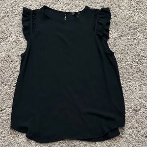 Ann Taylor Black Ruffle Sleeve Top